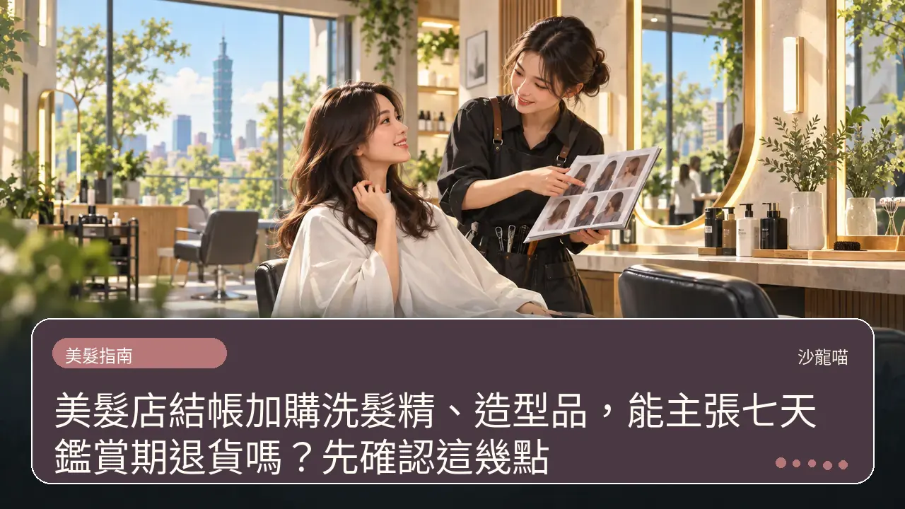 美髮店結帳加購洗髮精、造型品,能主張七天鑑賞期退貨嗎?先確認這幾點主題插畫